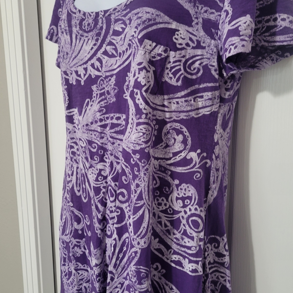 Fresh Produce Purple Fitted Blouse with White Patterns